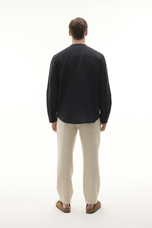  REGULAR FIT HAKİM YAKA UZUN KOLLU KETEN GÖMLEK