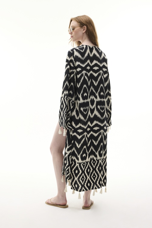  ETNİK BASKILI UZUN KİMONO