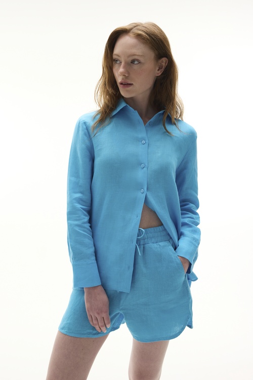  REGULAR FIT UZUN KOLLU KETEN GÖMLEK