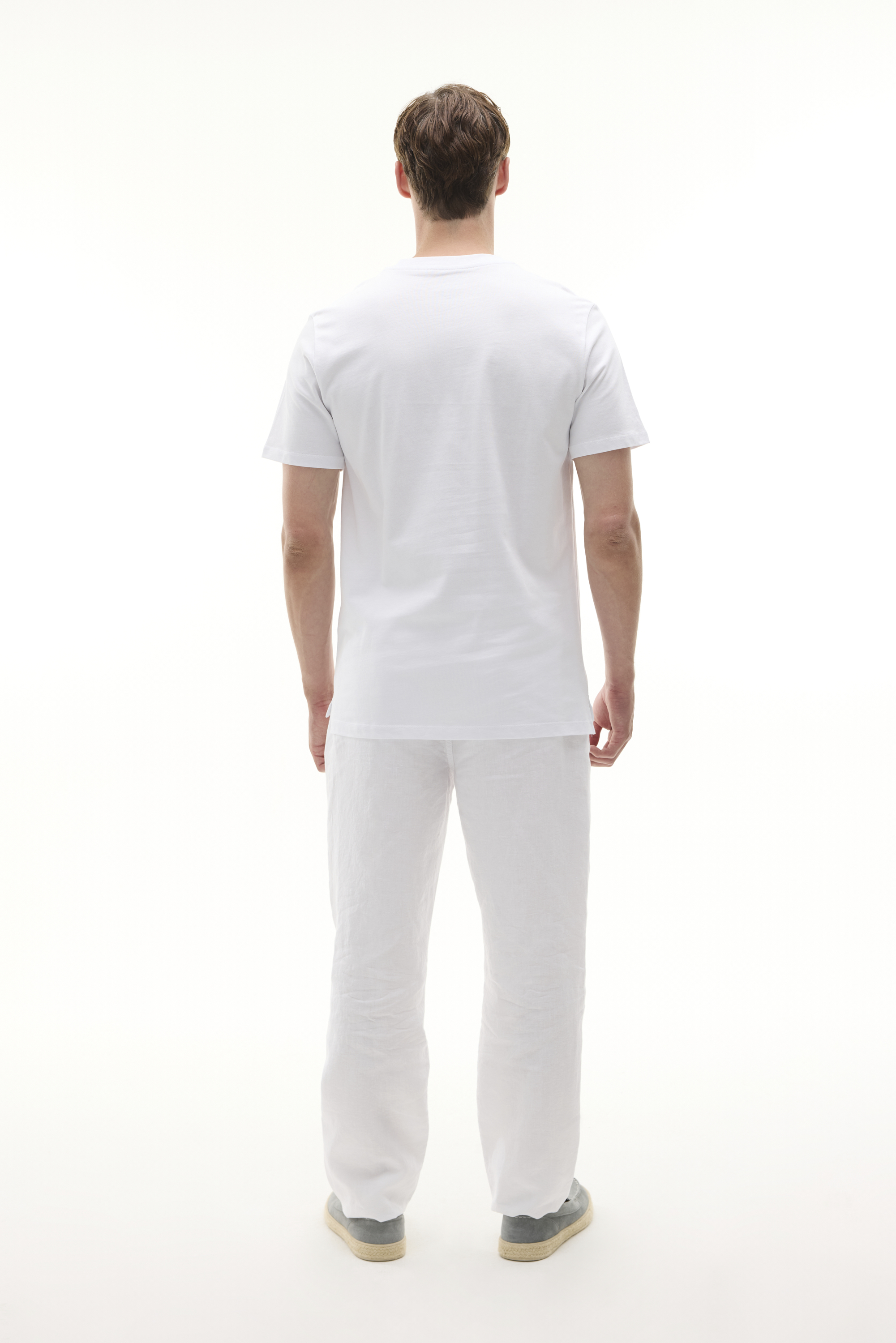 Erkek Beyaz Bisiklet Yaka Loose Fit Kısa Kollu T-Shirt