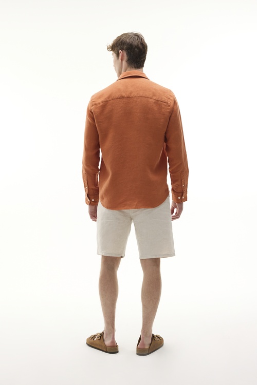  SLIM FIT UZUN KOLLU KETEN GÖMLEK