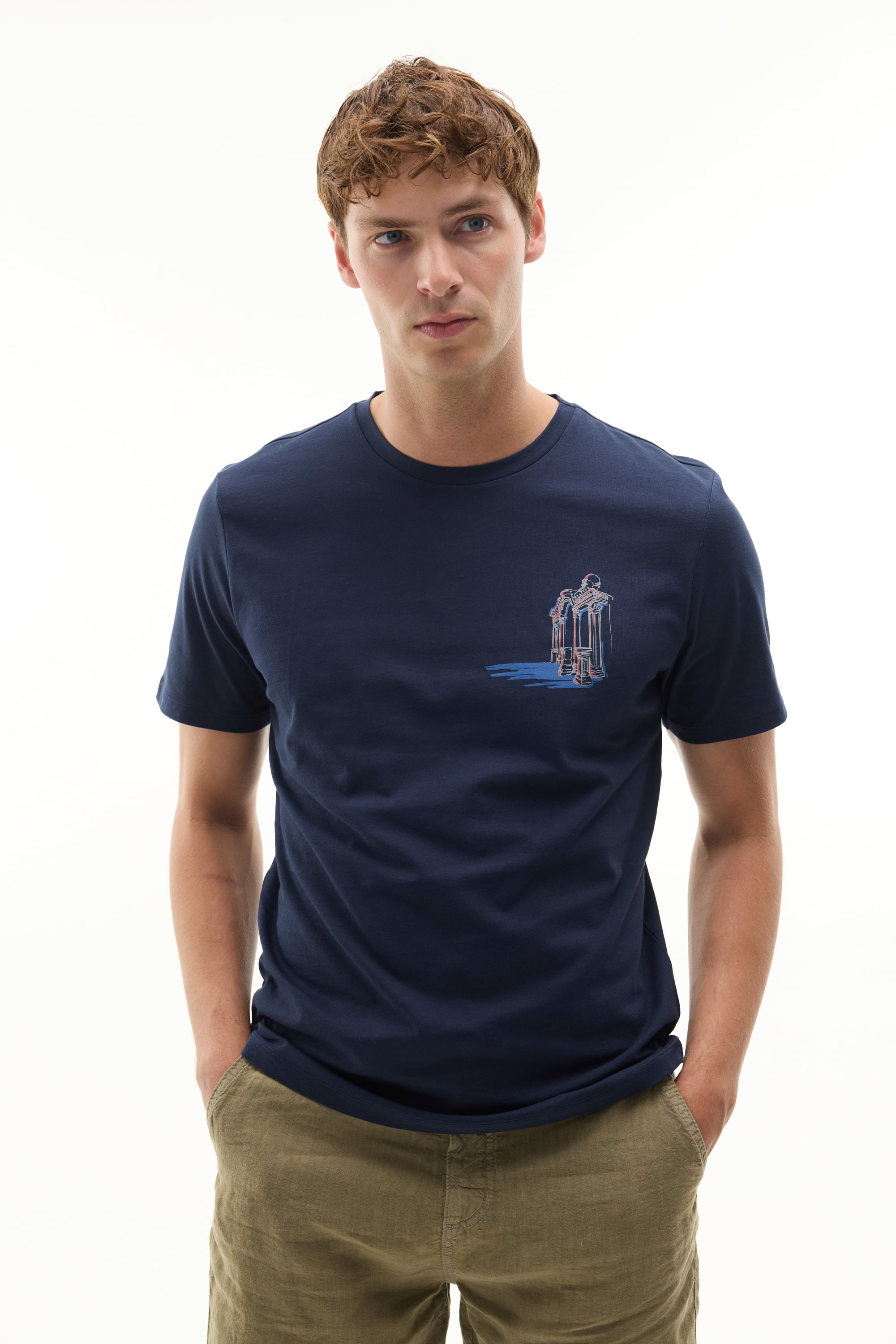 BASKILI BİSİKLET YAKA T-SHIRT