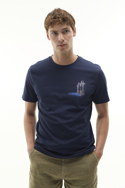  BASKILI BİSİKLET YAKA T-SHIRT