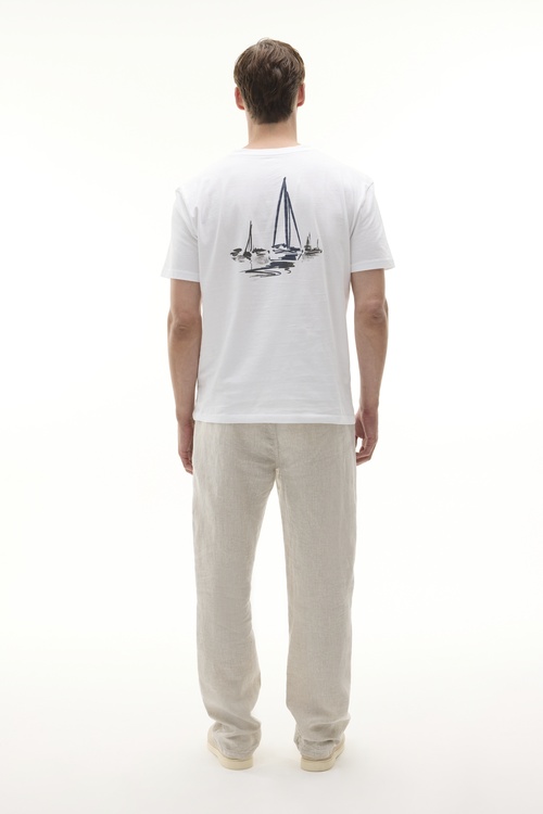 Erkek Beyaz Comfort Fit Baskılı Kısa Kollu T-Shirt