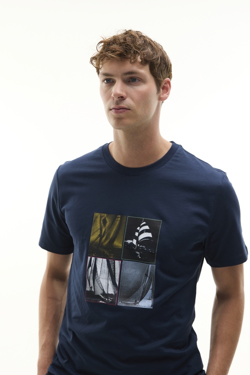  BASKILI BİSİKLET YAKA KISA KOLLU T-SHIRT