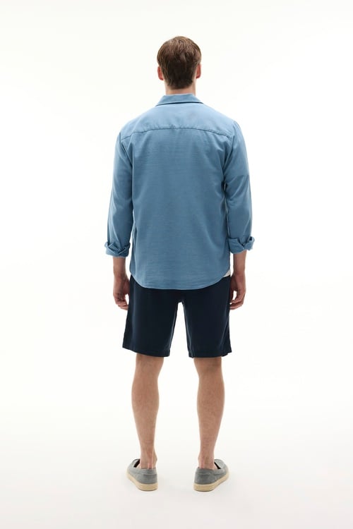  REGULAR FIT UZUN KOLLU KETEN KARIŞIMLI GÖMLEK