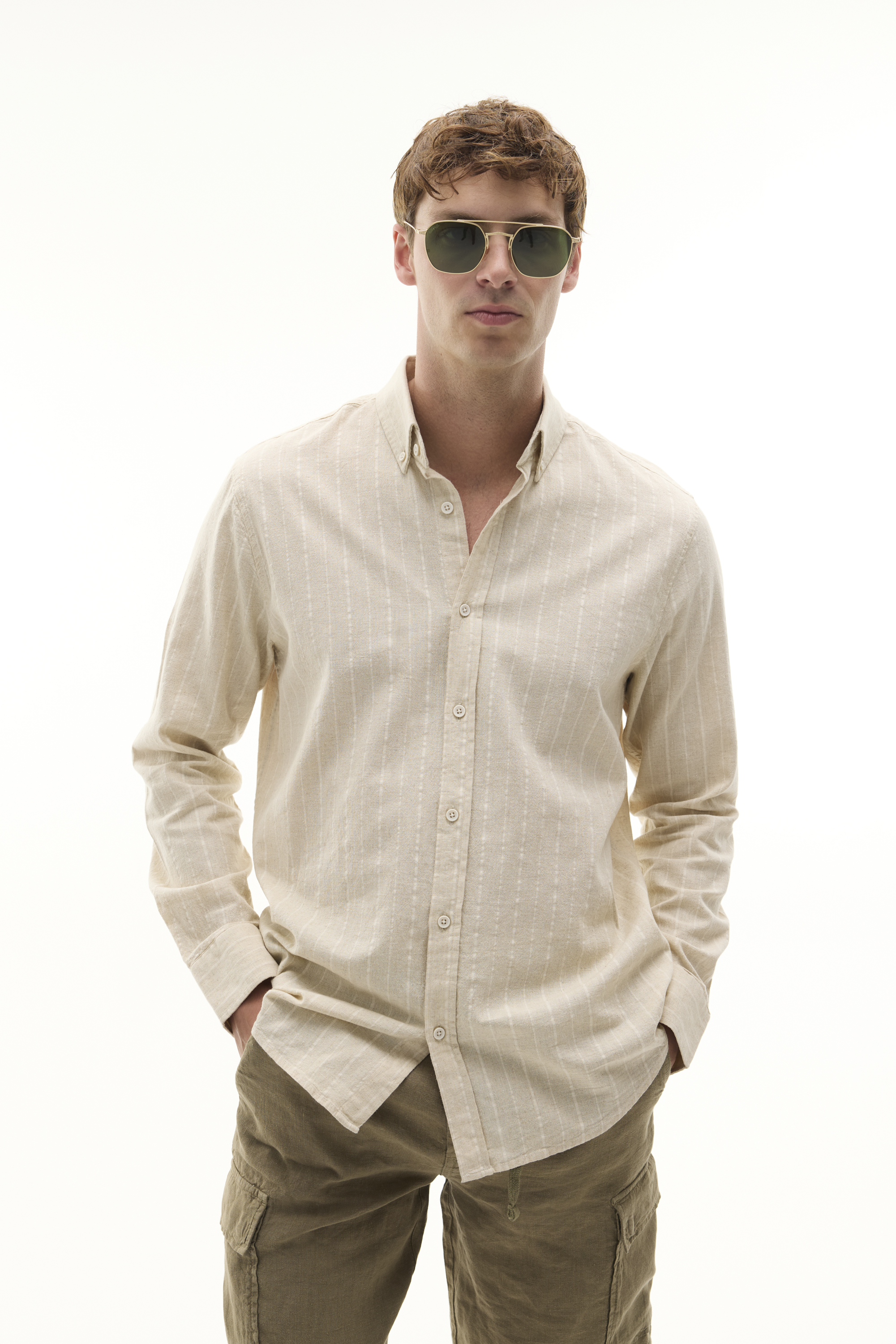 REGULAR FIT ÇİZGİLİ UZUN KOLLU GÖMLEK