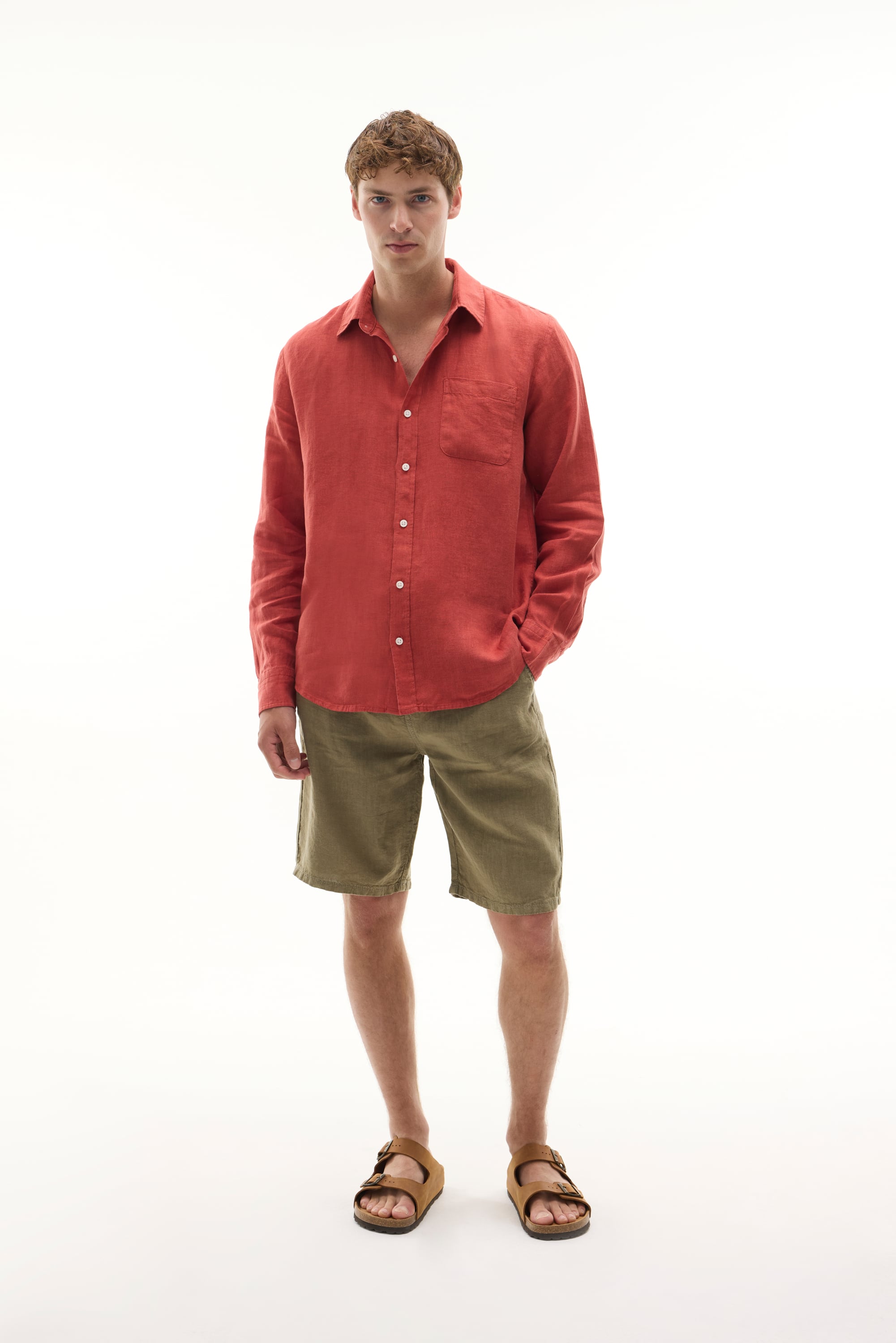 STRAIGHT FIT BELİ BAĞLAMALI KETEN ŞORT