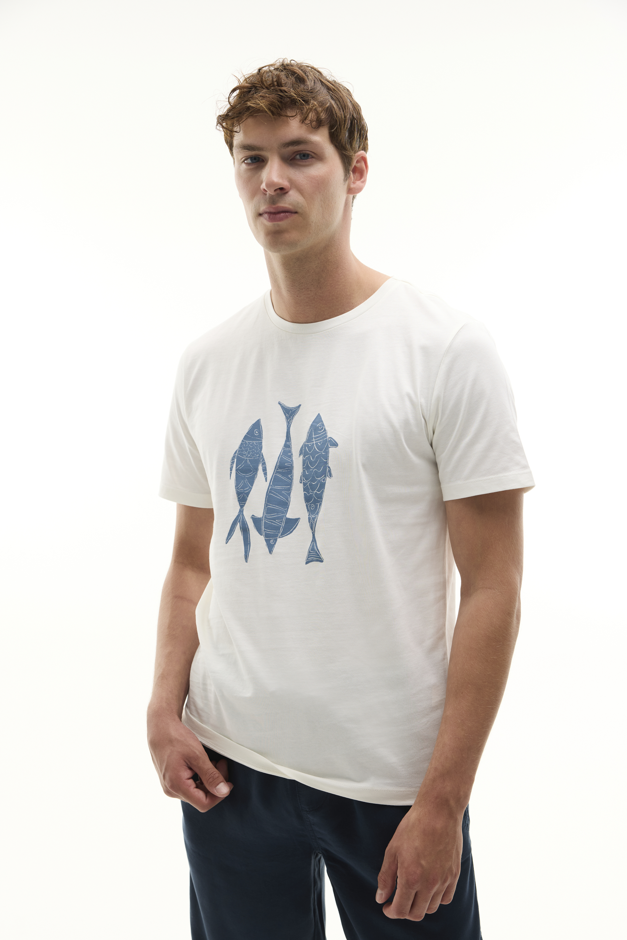 BASKILI BİSİKLET YAKA T-SHIRT