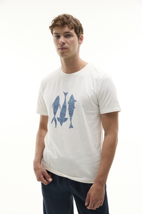  BASKILI BİSİKLET YAKA T-SHIRT