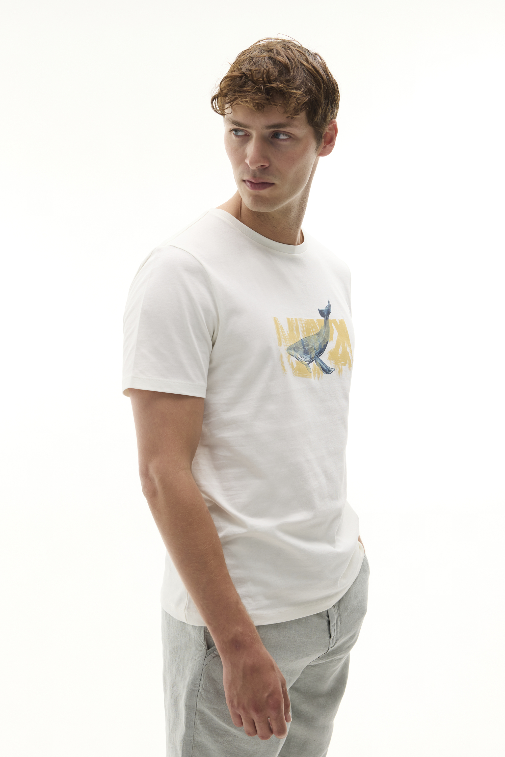 BASKILI BİSİKLET YAKA T-SHIRT