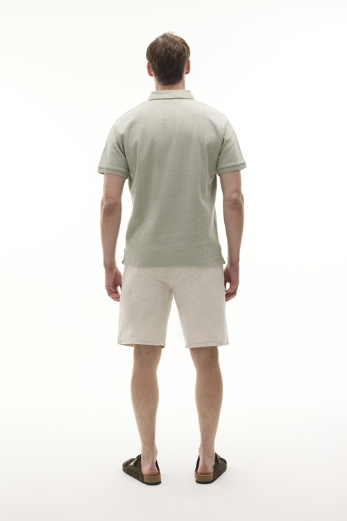  POLO YAKA ÖRME KISA KOLLU T-SHIRT