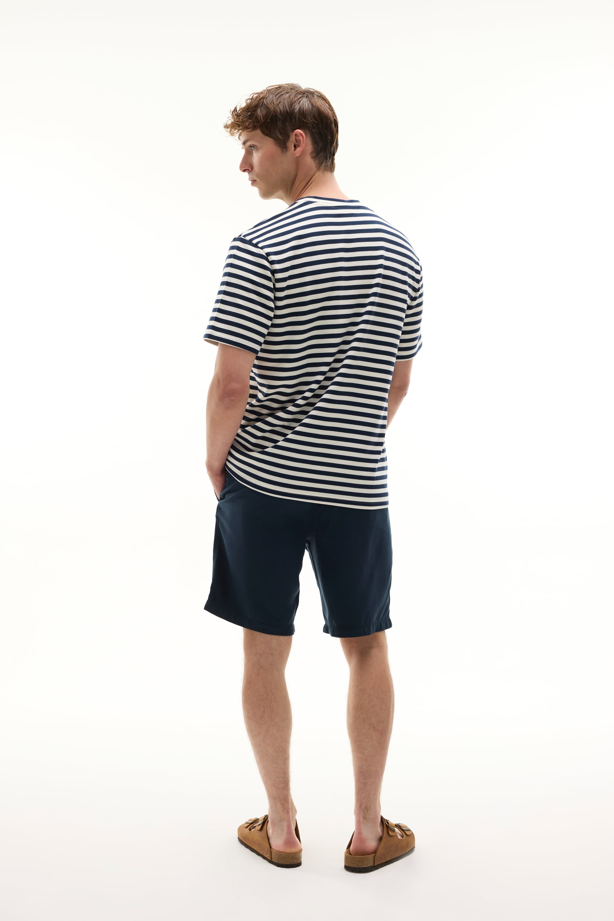 ÇİZGİLİ LOOSE FIT BİSİKLET YAKA MODAL T-SHIRT