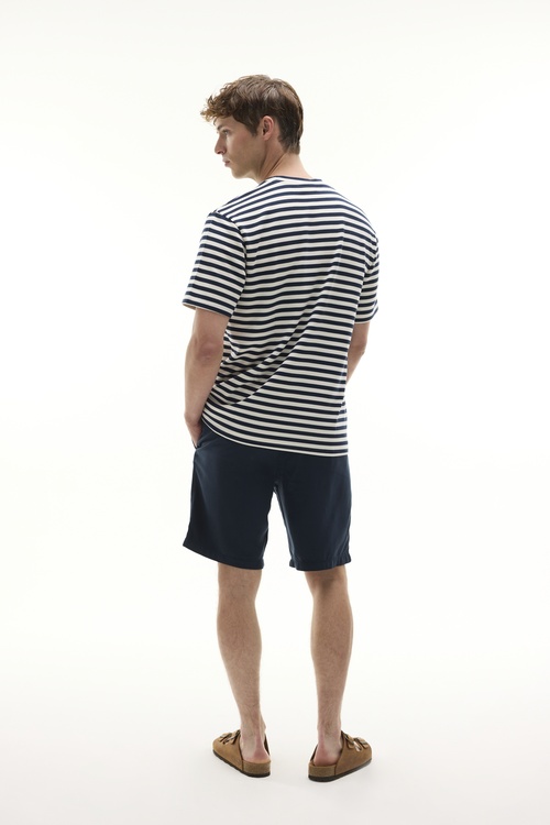  ÇİZGİLİ LOOSE FIT BİSİKLET YAKA MODAL T-SHIRT