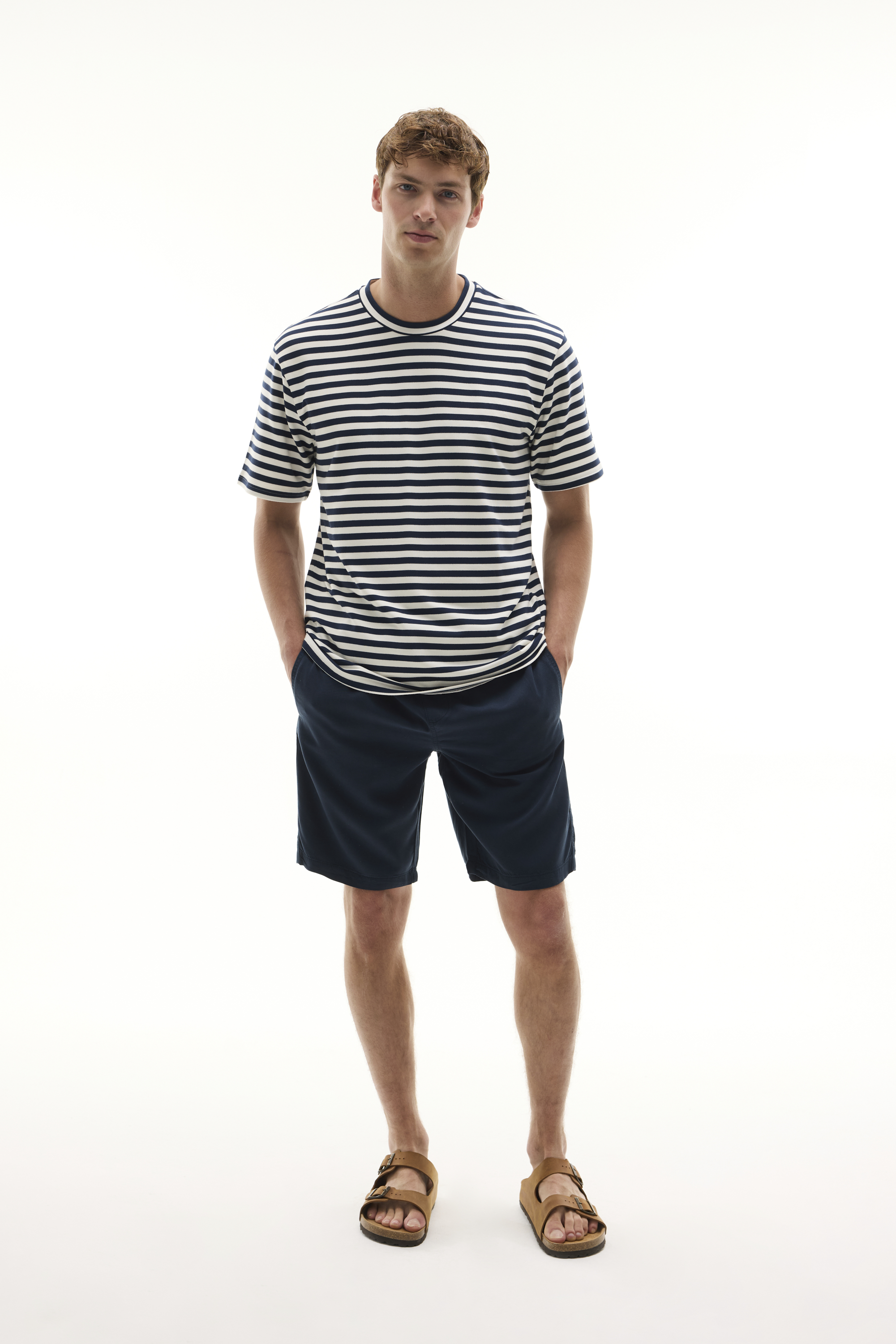 ÇİZGİLİ LOOSE FIT BİSİKLET YAKA MODAL T-SHIRT