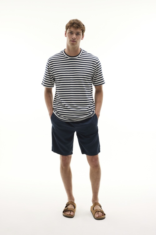  ÇİZGİLİ LOOSE FIT BİSİKLET YAKA MODAL T-SHIRT