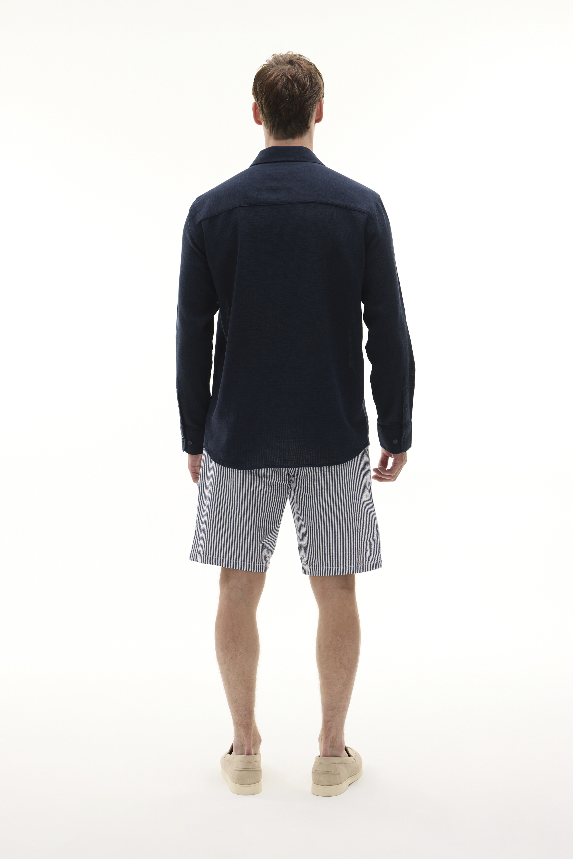 ÇİZGİLİ STRAIGHT FIT BAĞLAMALI ŞORT