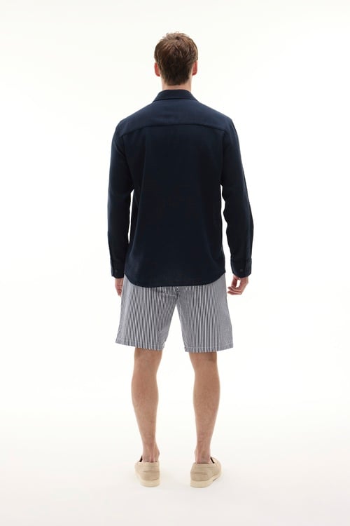 ÇİZGİLİ STRAIGHT FIT BAĞLAMALI ŞORT