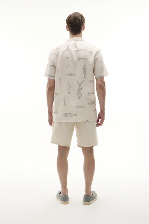  BASKILI RESORT YAKA KISA KOLLU LİYOSEL GÖMLEK