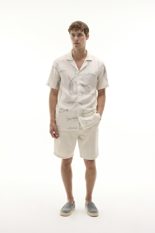  KETEN KARIŞIMLI BELİ BAĞLAMALI ŞORT