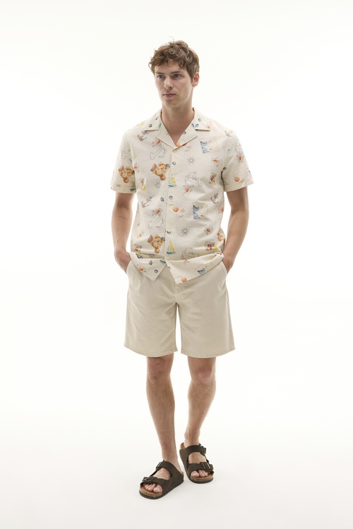  BASKILI RESORT YAKA KISA KOLLU GÖMLEK