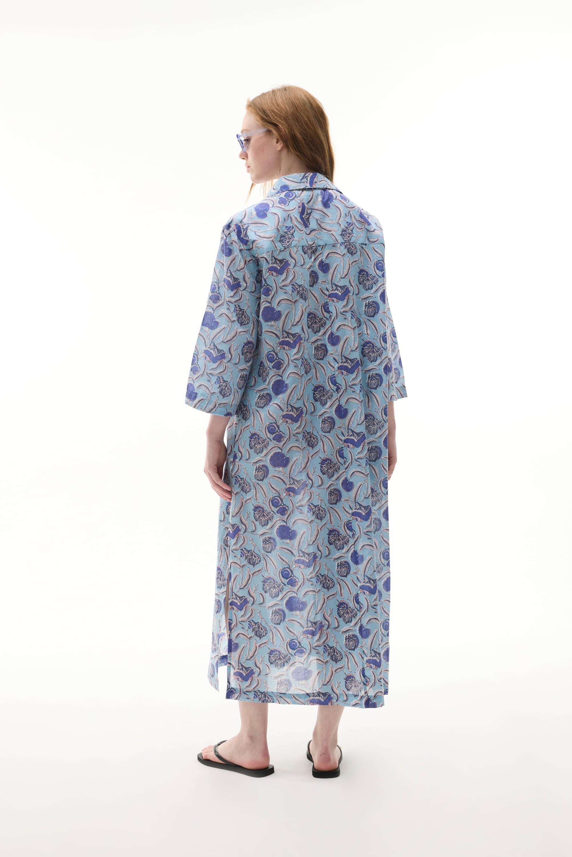 ETNİK BASKILI MİDİ GÖMLEK ELBİSE