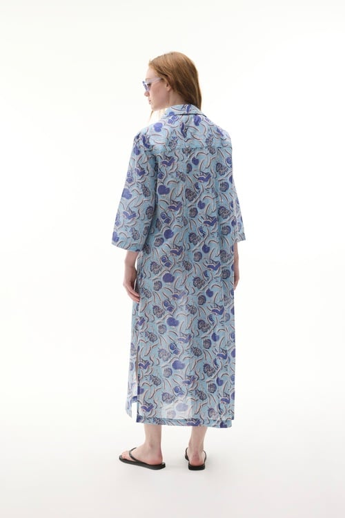  ETNİK BASKILI MİDİ GÖMLEK ELBİSE