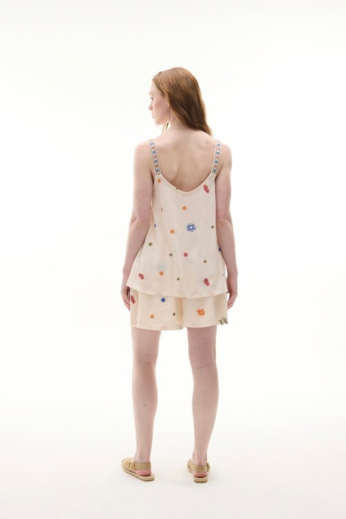 NAKIŞLI V YAKA KOLSUZ BLUZ