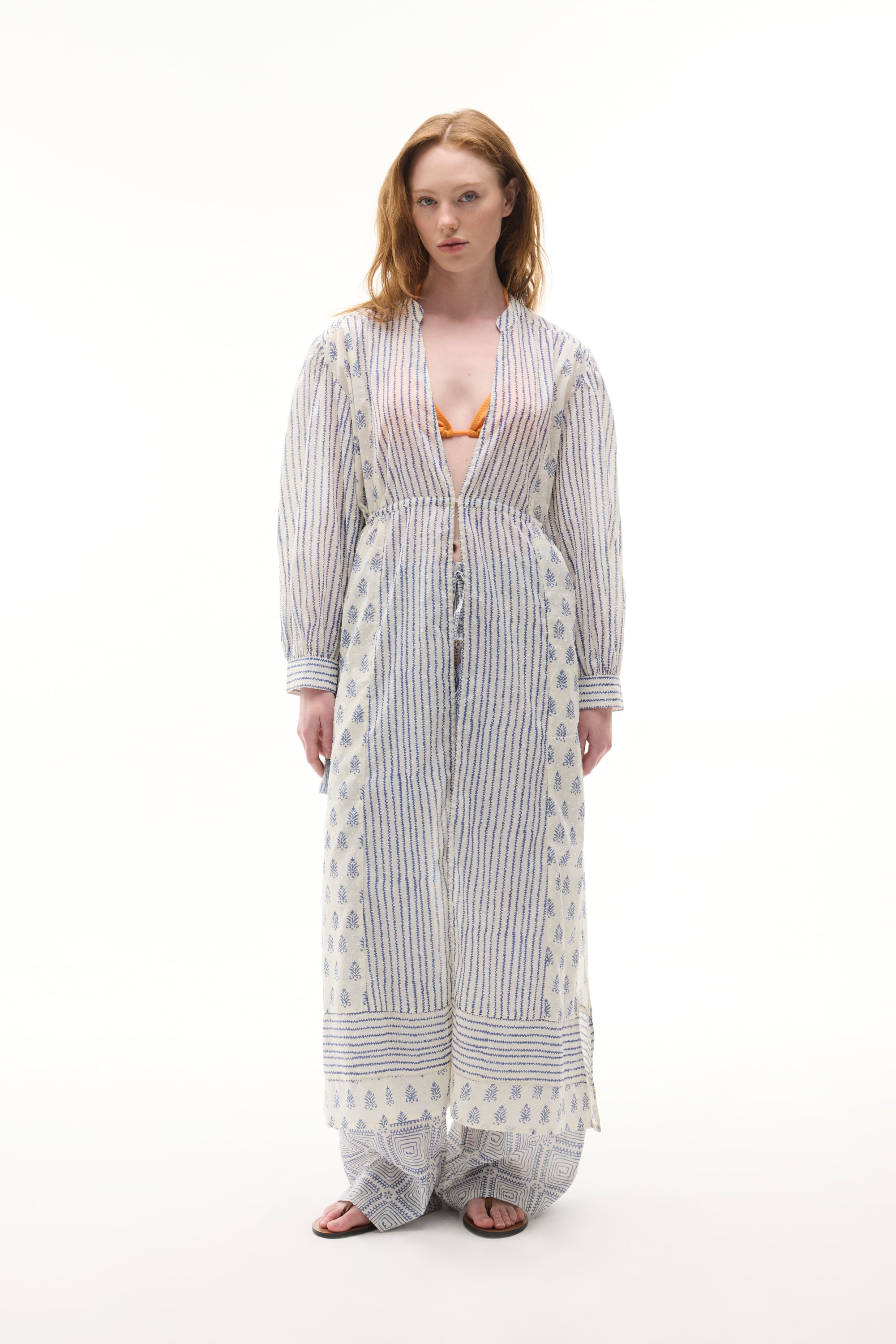 MARİN BASKILI UZUN KİMONO
