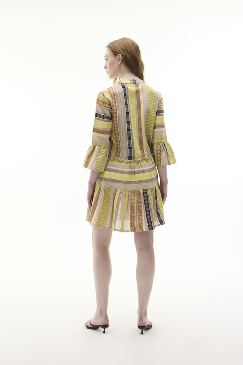  ETNİK BASKILI KLOŞ MİNİ ELBİSE