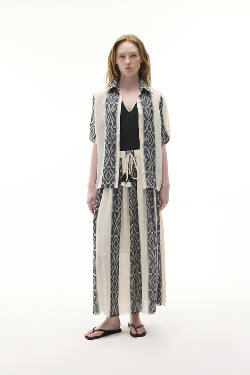  ÇİZGİLİ A FORM MİDİ ETEK