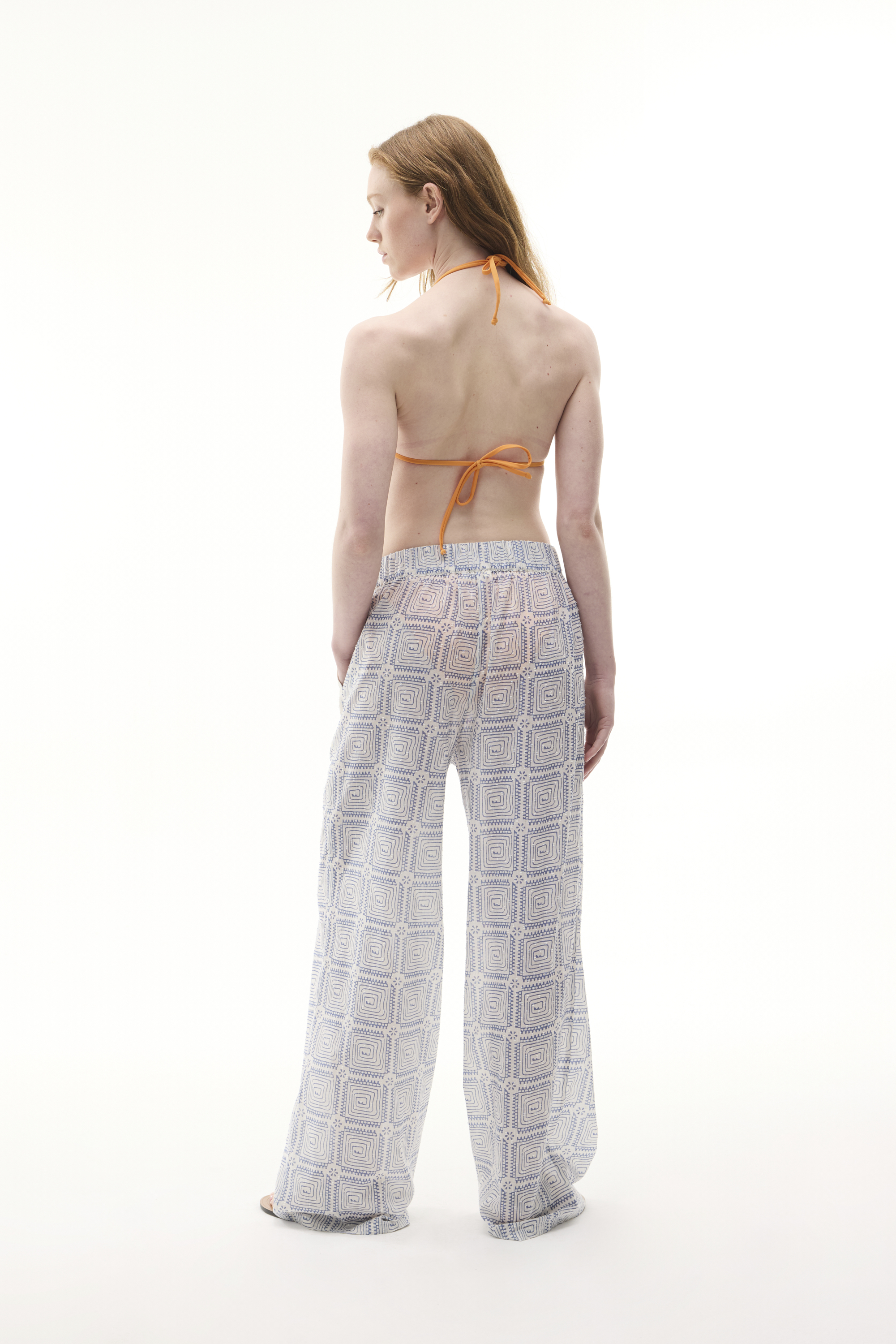 MARİN BASKILI BAĞLAMALI WIDE LEG PANTOLON