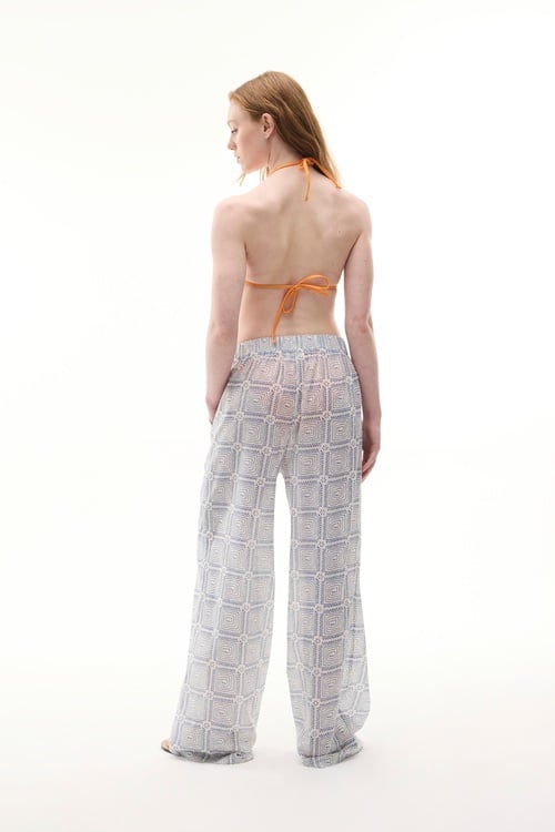 MARİN BASKILI BAĞLAMALI WIDE LEG PANTOLON