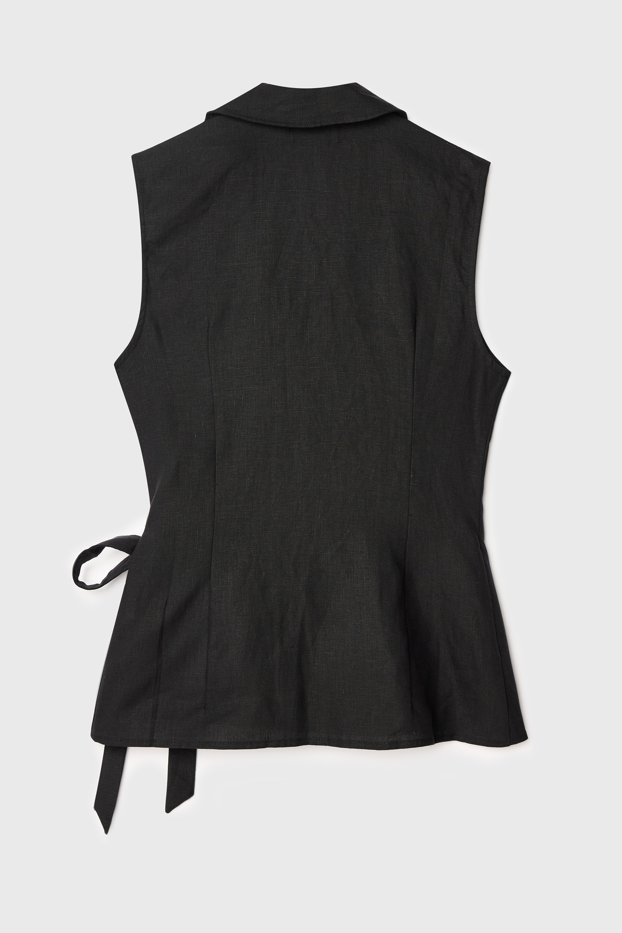 BAĞLAMALI V YAKA KOLSUZ KETEN BLUZ