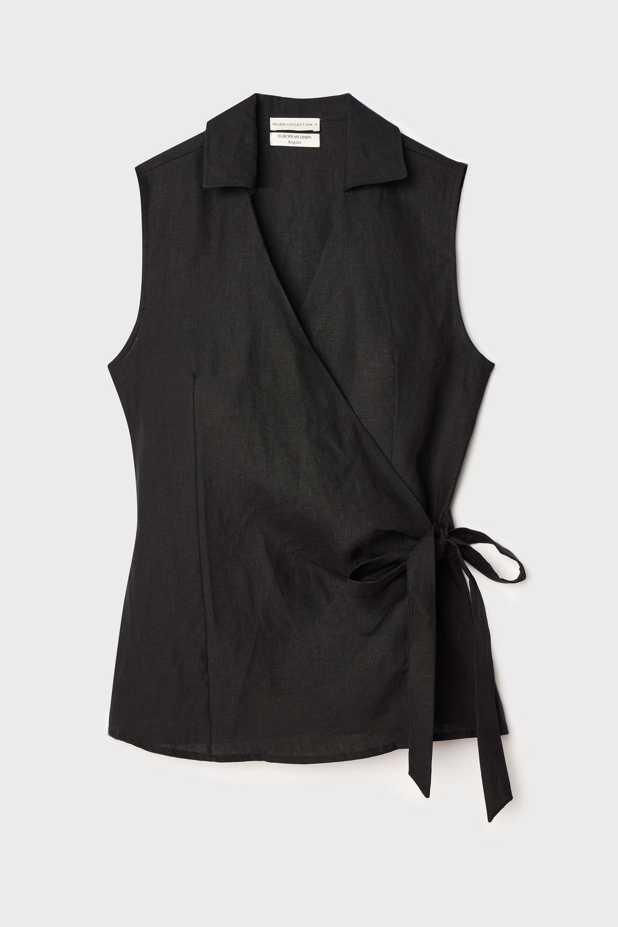 BAĞLAMALI V YAKA KOLSUZ KETEN BLUZ