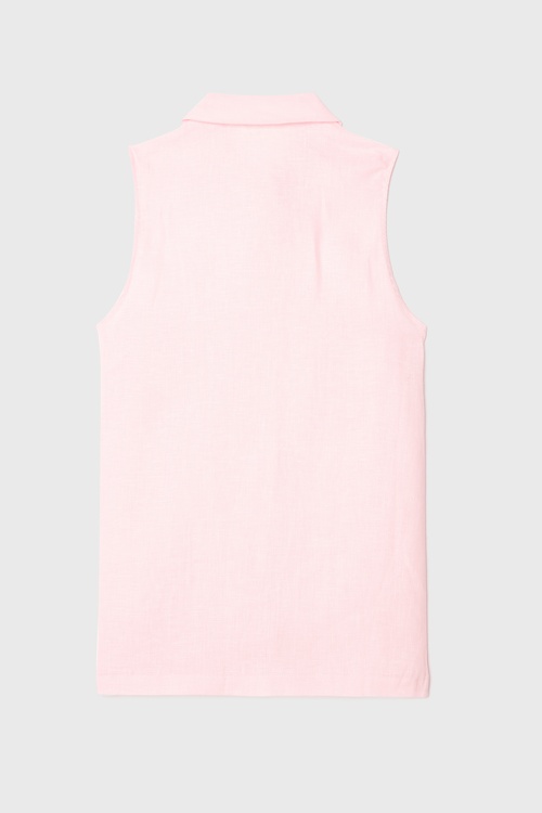  ÇİFT CEPLİ KOLSUZ KETEN GÖMLEK