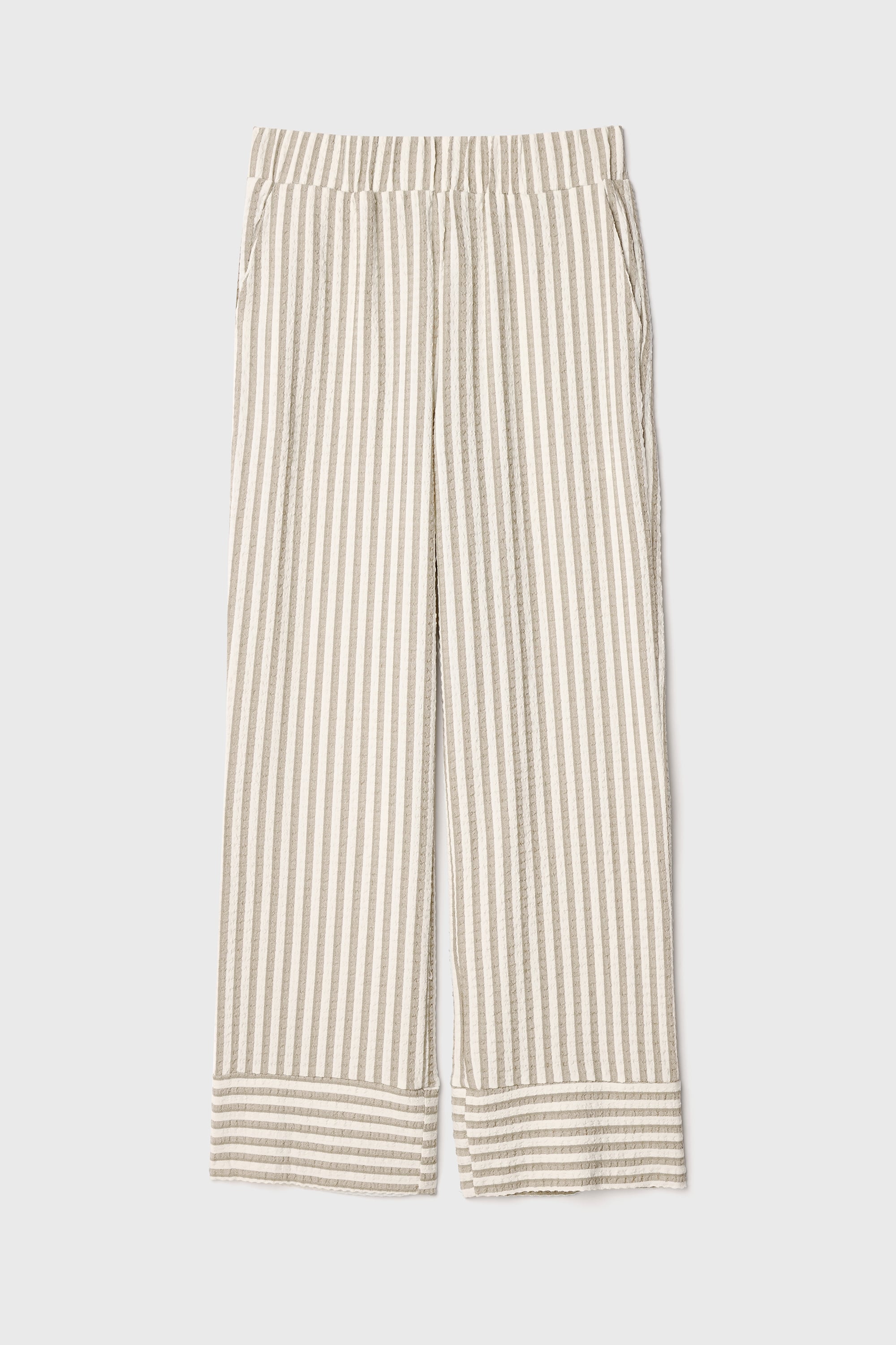 ÇİZGİLİ HAVUÇ KESİM BELİ LASTİKLİ PANTOLON