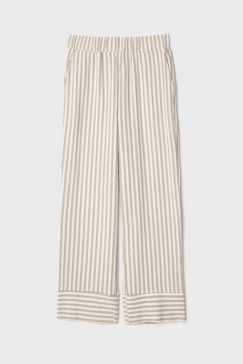  ÇİZGİLİ HAVUÇ KESİM BELİ LASTİKLİ PANTOLON