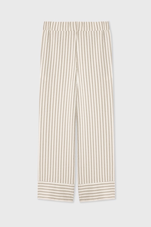  ÇİZGİLİ HAVUÇ KESİM BELİ LASTİKLİ PANTOLON