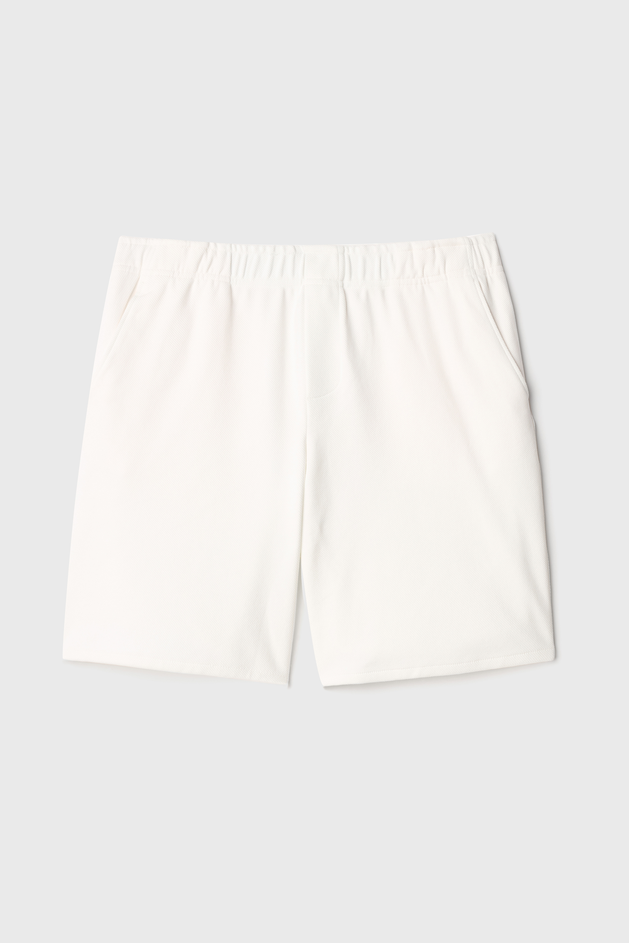 Erkek Kırık Beyaz Straight Fit Beli Lastikli Şort