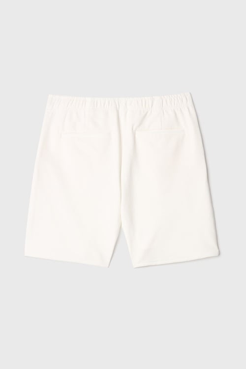  Erkek Kırık Beyaz Straight Fit Beli Lastikli Şort