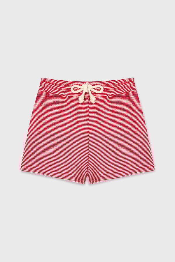 ÇİZGİLİ BELİ BAĞLAMALI MİNİ ŞORT