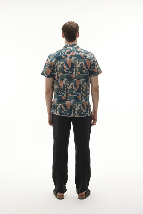  BASKILI RESORT YAKA KISA KOLLU GÖMLEK