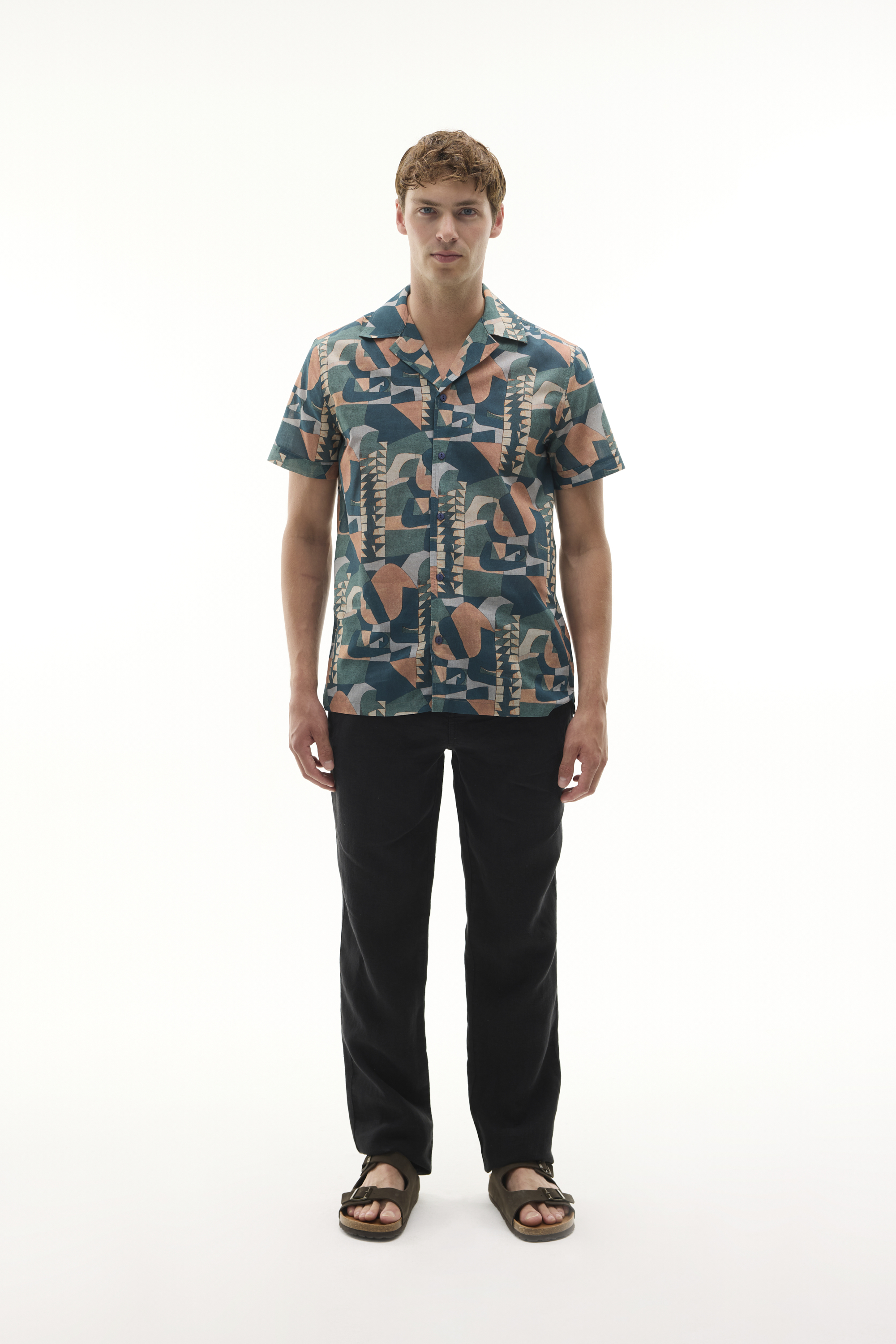 BASKILI RESORT YAKA KISA KOLLU GÖMLEK