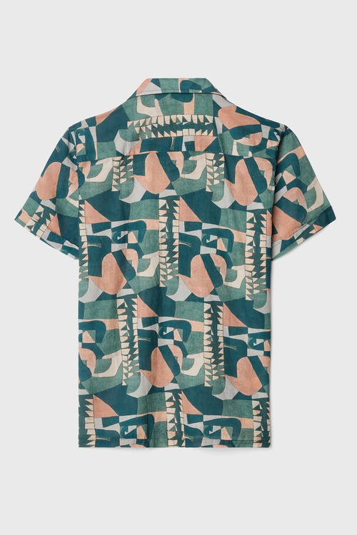  BASKILI RESORT YAKA KISA KOLLU GÖMLEK