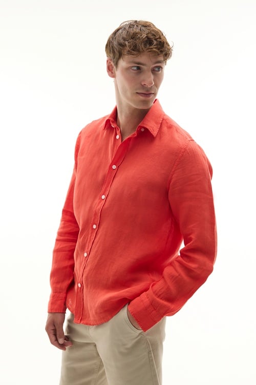  REGULAR FIT UZUN KOLLU KETEN GÖMLEK