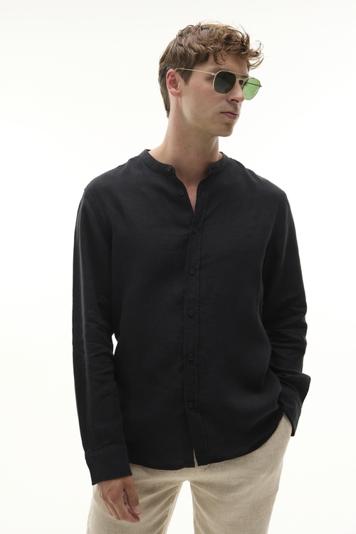  REGULAR FIT HAKİM YAKA UZUN KOLLU KETEN GÖMLEK