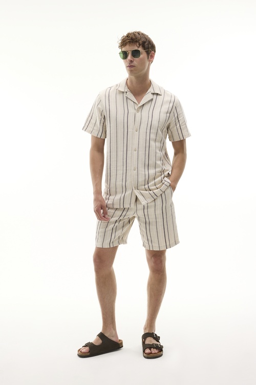  ÇİZGİLİ BELİ LASTİKLİ ŞORT