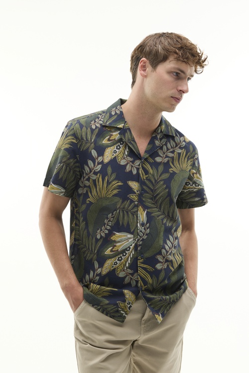  BASKILI RESORT YAKA KISA KOLLU GÖMLEK