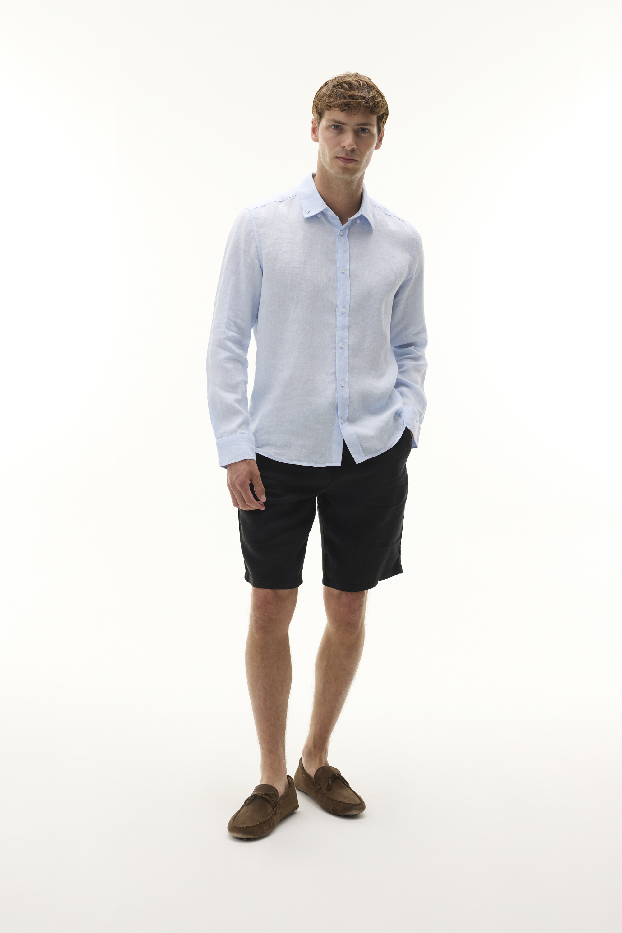 SLIM FIT UZUN KOLLU KETEN GÖMLEK